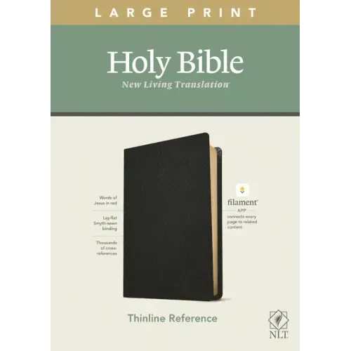 NLT Large Print Thinline Reference Bible, Filament Enabled Edition (Red Letter, Genuine Leather, Black)