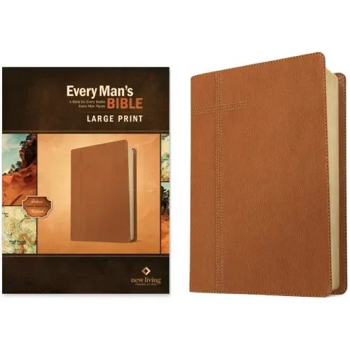 Every Man's Bible Nlt, Large Print (Leatherlike, Pursuit Saddle Tan)