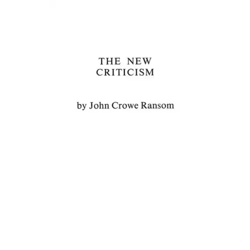 The New Criticism