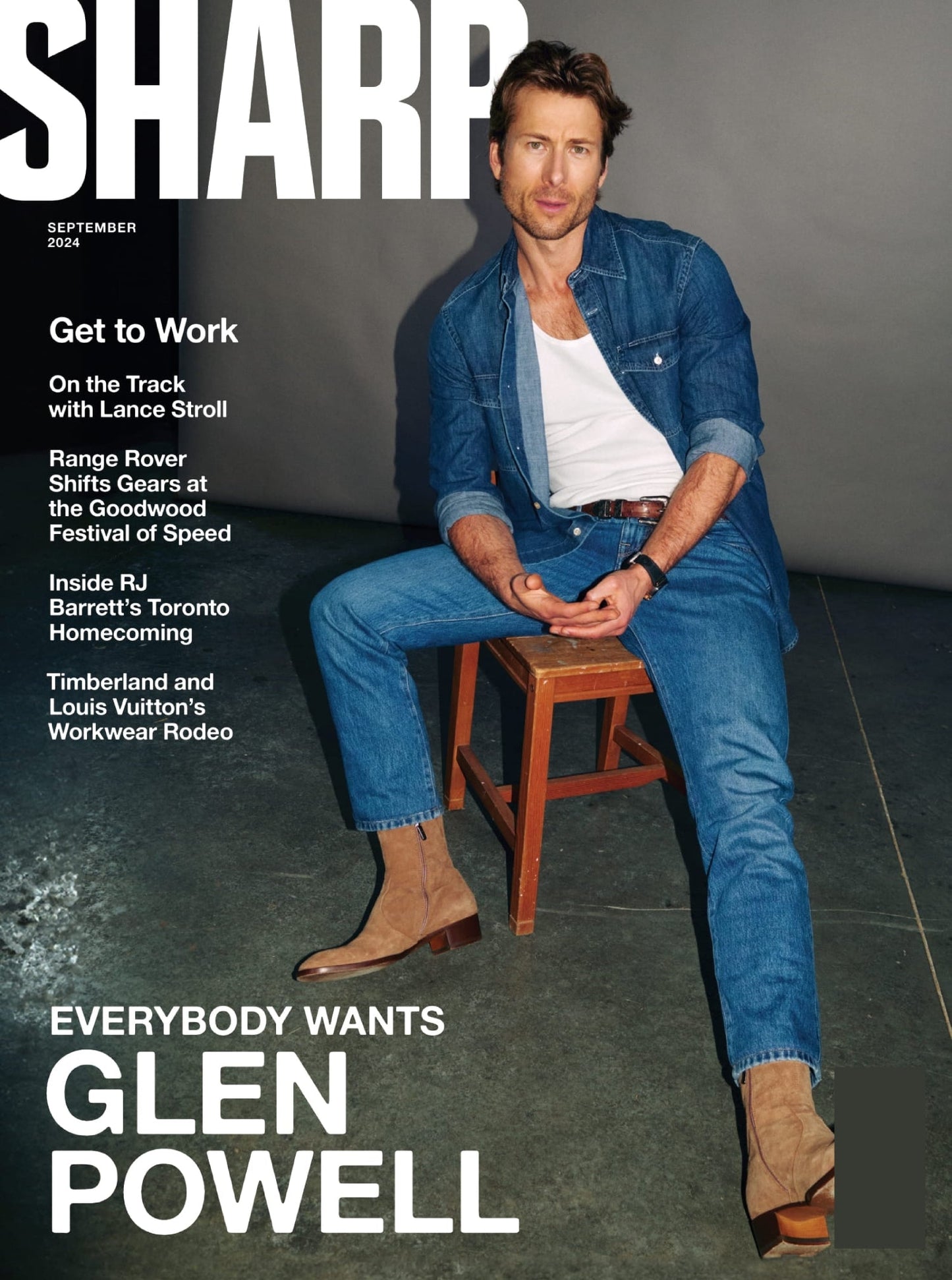 Sharp Magazine - September 2024: Breakout Star Of Twisters & Hit Man Glen Powell Talks Rise To The Top, On The Track With Lance Stroll, Range Rover Shifts Gears, RJ Barrett's Toronto Homecoming & More