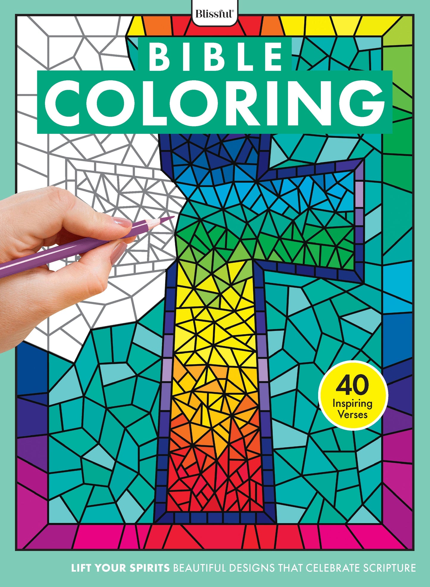 Bible Coloring - 40 Inspiring Verses: Spiritual Images, Bible, Scripture, Psalm, Christian Tenets, Prophets, Jerusalem, Cross, Dove, Lord, Adult Coloring Book, Creativity, Healing, De-Stress & Unplug!