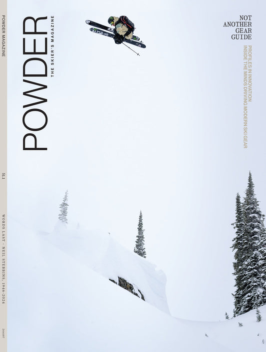Powder - The Skier's Magazine: Gear Guide, Minds Behind Innovation, Collabs, Bryce James Vintage Ski Collection, Adaptive Athletes Revolutionizing Their Equipment, Sustainable Practices & More!