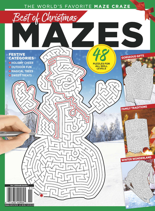 Christmas Mazes - 48 Puzzles For All Skill Levels, Family Fun, Festive Categories, Holiday Cheer, Outdoor Fun, Magical Trees, Sweet Treats, Helpful Tips, Challenge Brain, Relax, Unwind, Unplug & Solve
