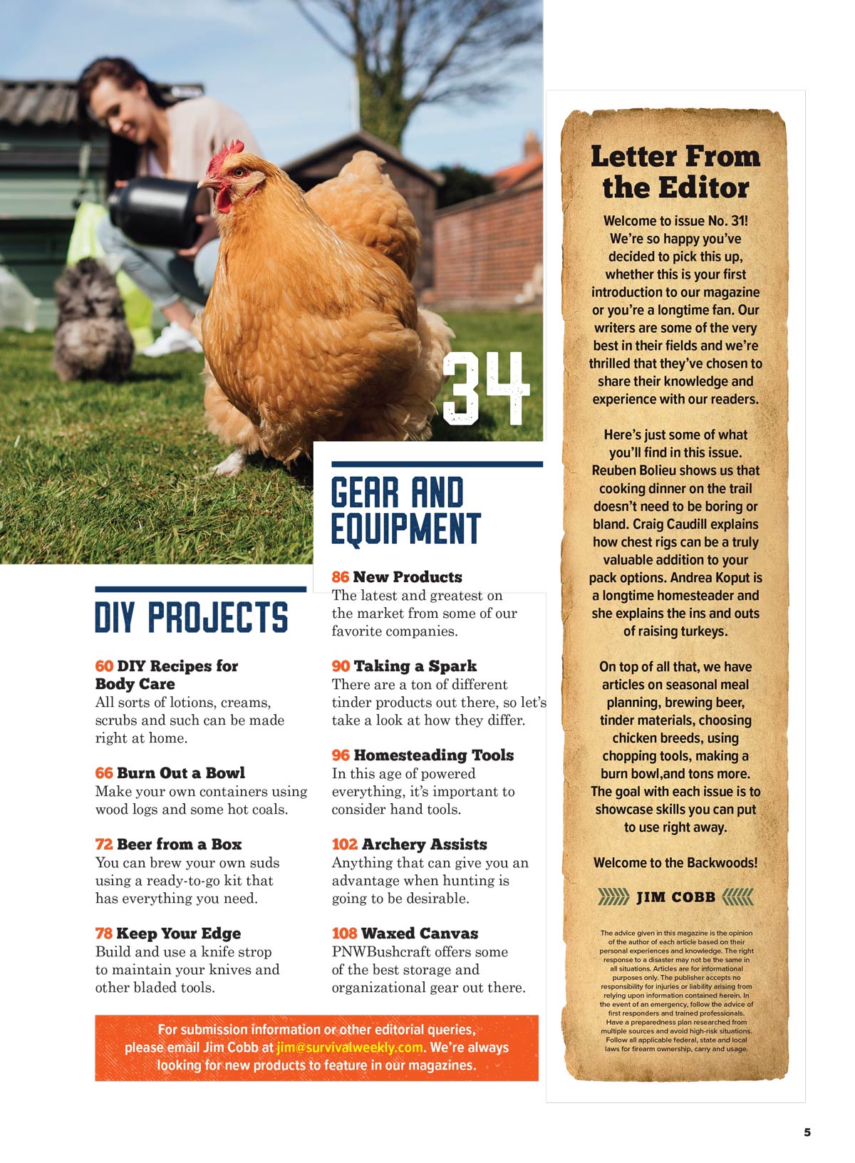 Backwoods Survival Guide - Living Off The Land No. 30: 200+ Essential Tips, Choosing Archery, Field Expedient Cooking, Supplies, Build A Knife Strop, DIY Body Care, Best New Gear, Choppers & More!