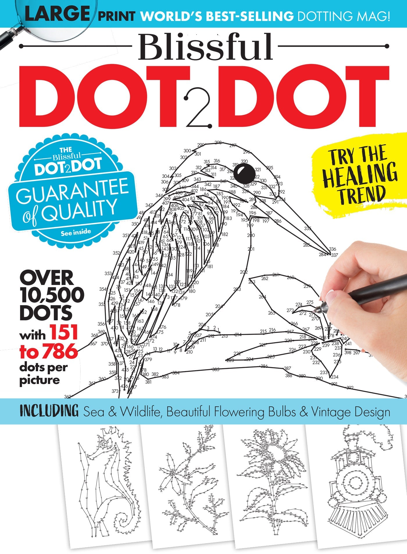 Blissful - Dot To Dot 25.08.29: Fun Activity Book For All Ages, Build Focus, Relax, Enjoy, Over 10,500 Dots, Large Print, Includes Pictures Of Birds, Animals, Flowers & More!