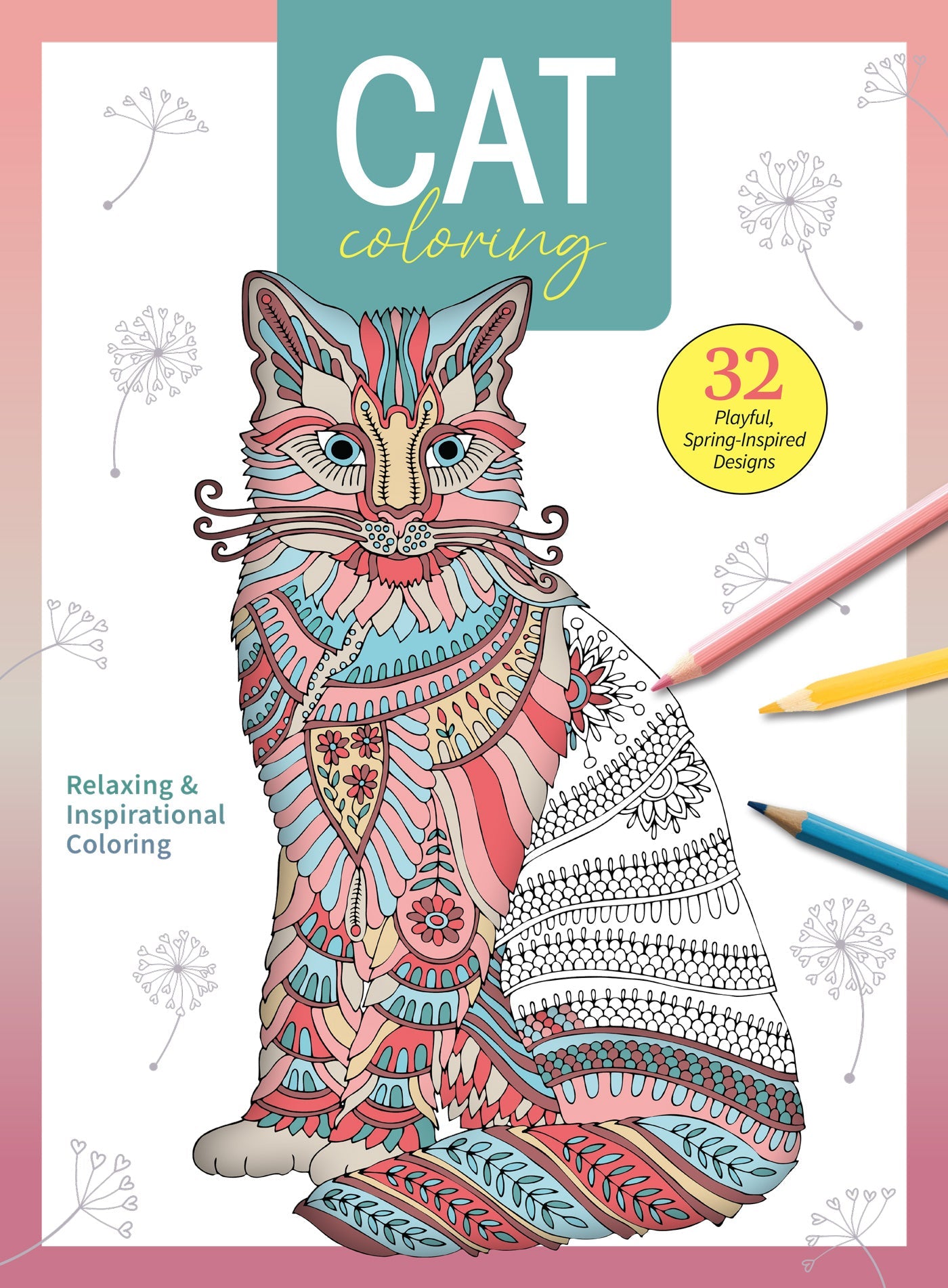 Cat Coloring - 32 Playful, Spring-Inspired Designs, Relaxing & Inspirational Coloring, Kitties Sleeping, Playing, Posing, Adult Coloring Book, Unleash Your Inner Artist, Boost Creativity & Draw!