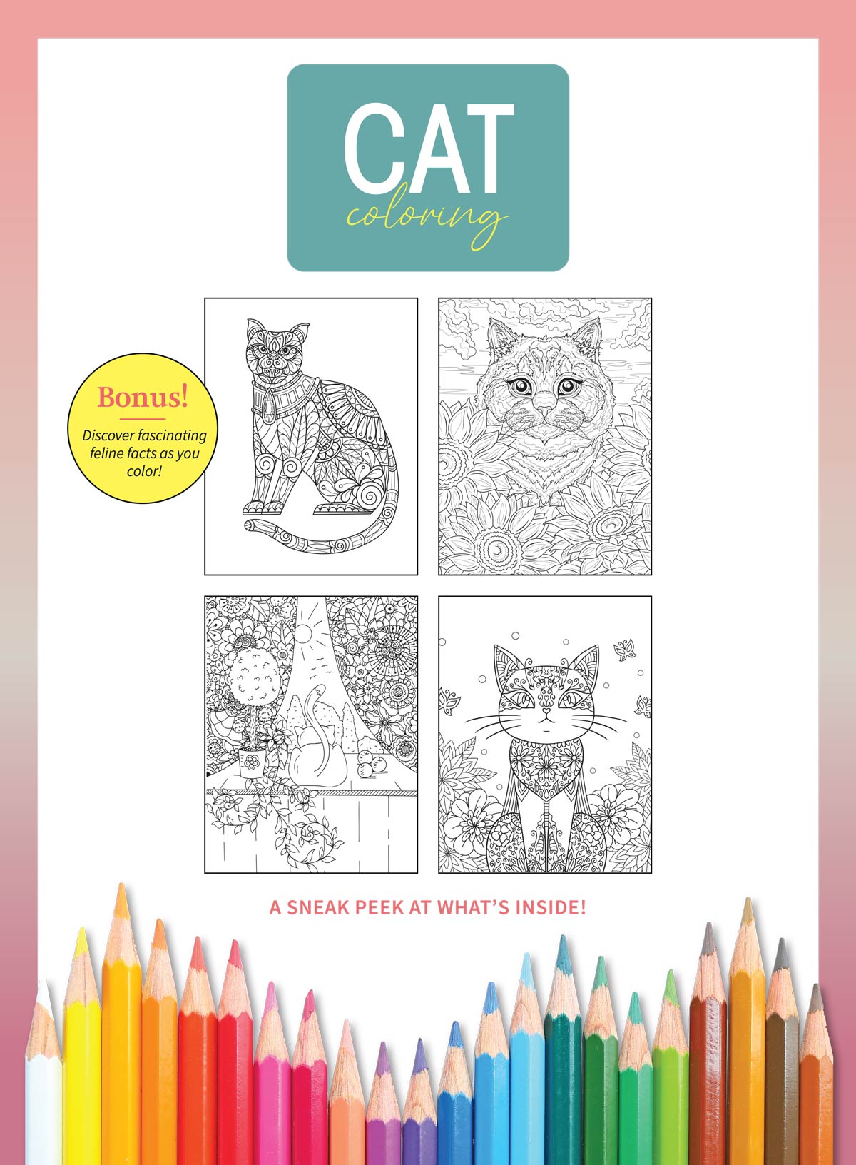 Cat Coloring - 32 Playful, Spring-Inspired Designs, Relaxing & Inspirational Coloring, Kitties Sleeping, Playing, Posing, Adult Coloring Book, Unleash Your Inner Artist, Boost Creativity & Draw!