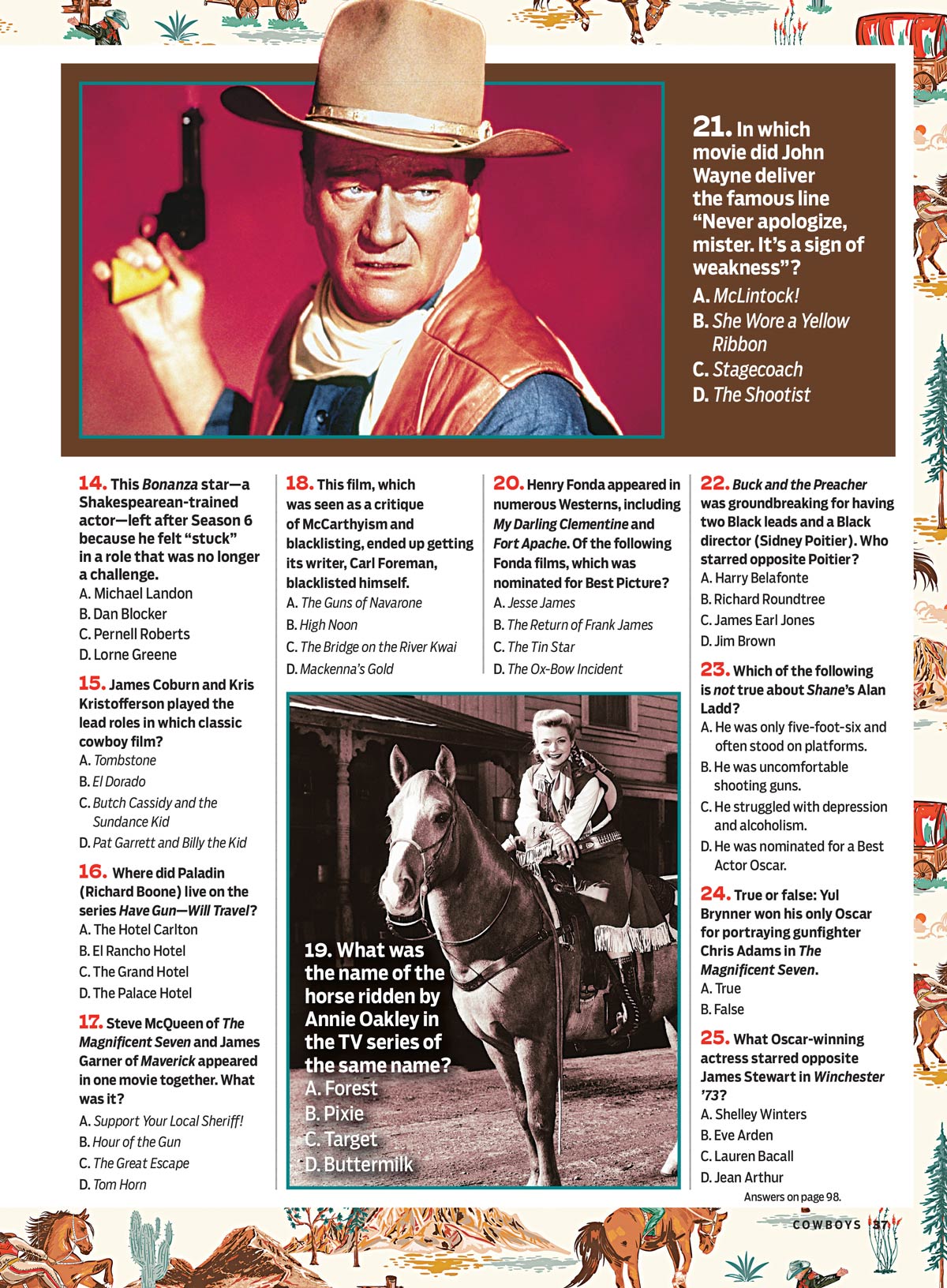 TV Guide - Cowboys: From The Wild West To The New West, Deluxe Collector's Edition, Gritty Heroes & Nasty Outlaws Of TV & Movies, Clint Eastwood, Clayton Moore, Billy Bob Thornton, John Wayne & More!