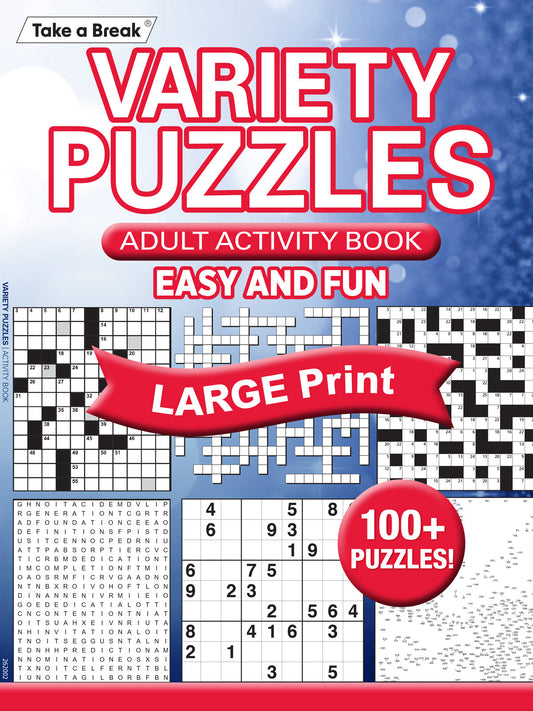 Variety Puzzles - 26.05.08: Easy & Fun Adult Activity Book, Over 100 Large Print Puzzles, Crosswords, Wordsearches, Sudoku, Dot To Dot Coloring, Boost Brain Power, Sharpen Your Memory, Relax & More!