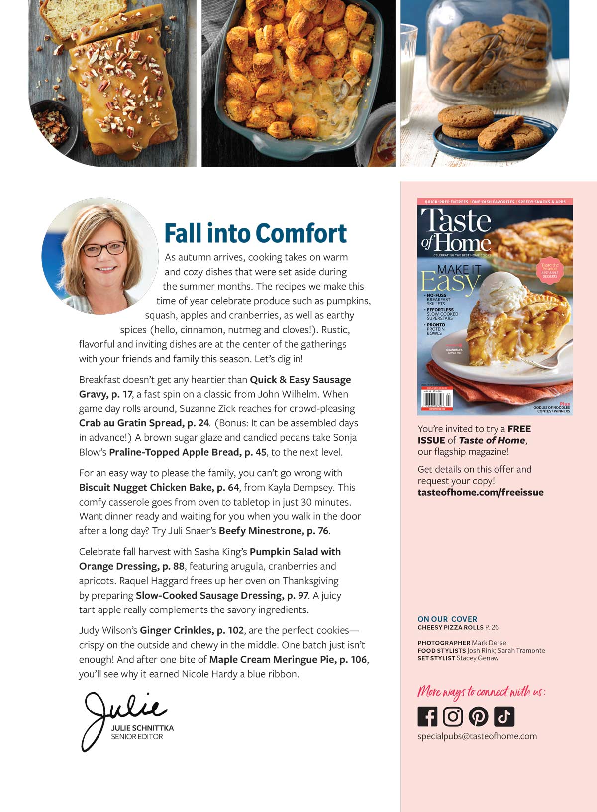Taste Of Home - Fall Recipes: 105 Quick & Easy Comfort Foods, Game-Day Snacks, Make-Ahead Casseroles, Slow Cooked Staples, Caramel Apples, Oven-Fresh Breads, Cozy Soups, Sandwiches, Mains & More!