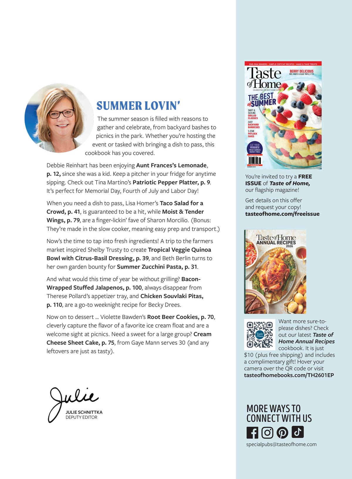 Taste of Home - Summer Cookouts & Potlucks: 103 Recipes For Your Best BBQ Ever, Make & Take Desserts, Crowd-Pleasing Appetizers, Grilled Suppers Including Chicken, Potato Salad, Brownies & More!