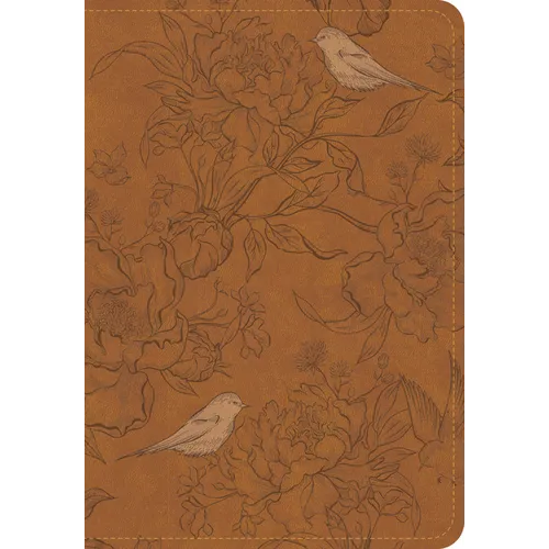 CSB Large Print Personal Size Reference Bible, Optimal Type, Digital Study Edition, Brown Floral Leathertouch