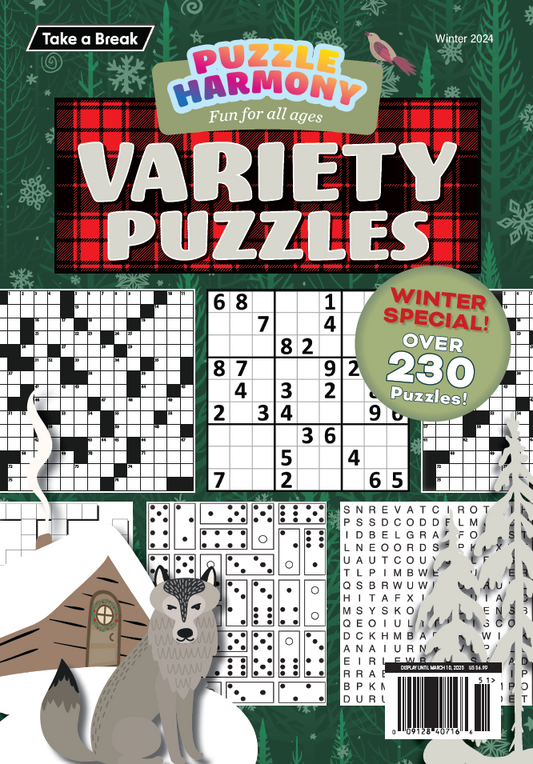 Puzzle Harmony - Variety Puzzles Winter Special: 230+ Puzzles, Holiday Themed Full-Sized Book, All Ages, Crossword, Sudoku, Dominoes, Word Search, Relax, Unwind, Unplug, De-Stress, Sit Back & Solve!