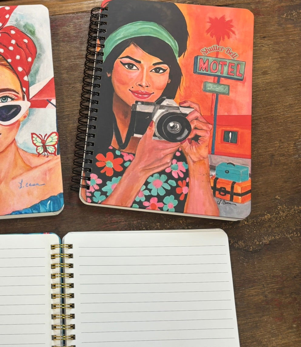 Shutter Bell Lined Hardcover Retro Journal for Women - Photography Inspired Notebook