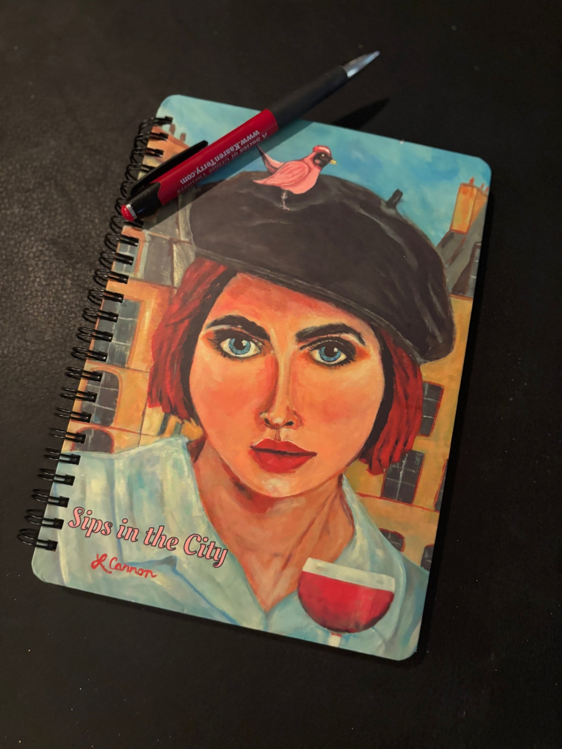 Sips in the City Lined Hardcover Journal for Women - Wine Lover Notebook