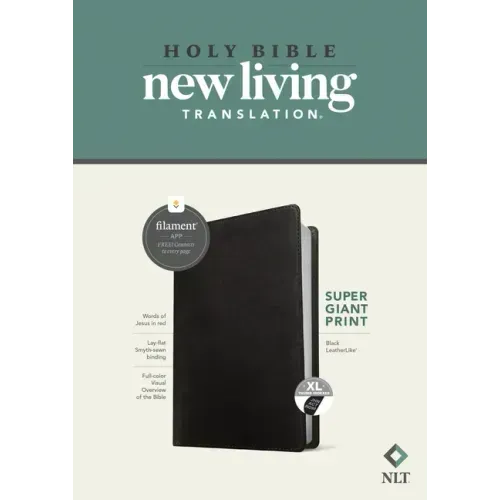 NLT Super Giant Print Bible, Filament Enabled (Leatherlike, Black, Indexed, Red Letter)