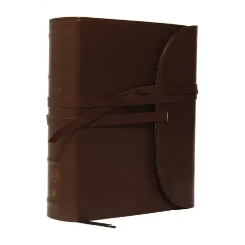 NKJV, Journal the Word Bible, Large Print, Premium Leather, Brown, Red Letter Edition: Reflect, Journal, or Create Art Next to Your Favorite Verses