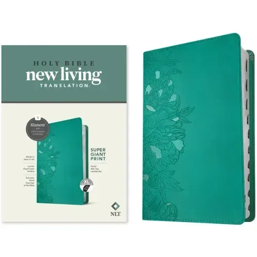 NLT Super Giant Print Bible, Filament Enabled (Leatherlike, Peony Rich Teal, Indexed, Red Letter)
