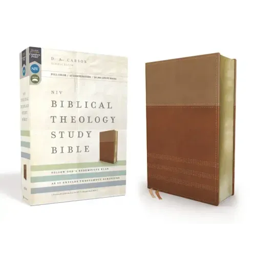 NIV, Biblical Theology Study Bible, Imitation Leather, Tan/Brown, Indexed, Comfort Print: Follow God's Redemptive Plan as It Unfolds Throughout Script