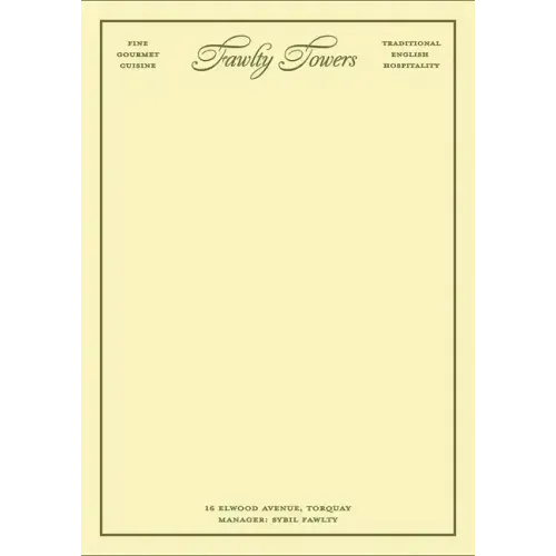 Fawlty Towers: Fictional Hotel Notepad Set