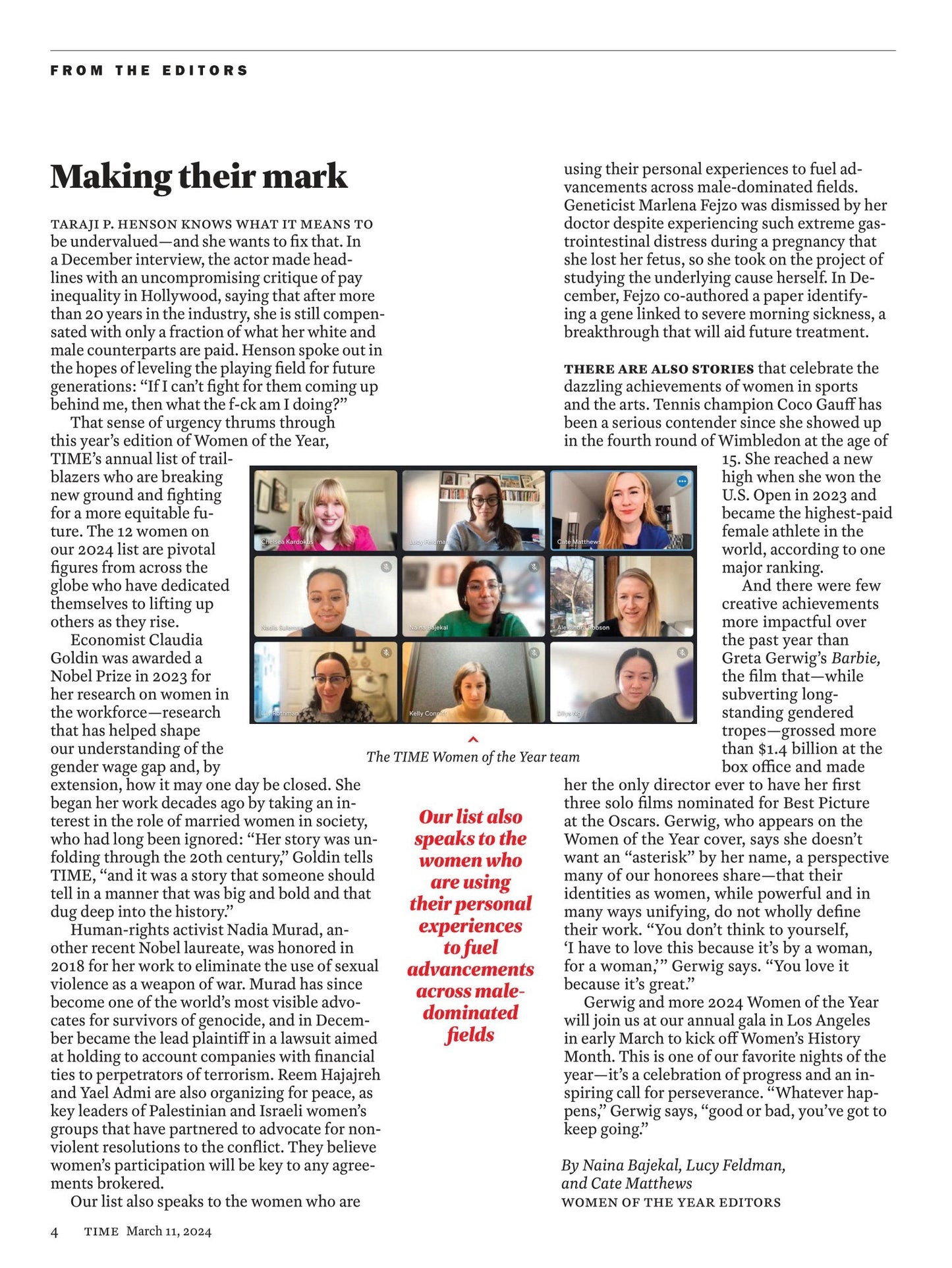 TIME Magazine - 03.11.24 Edition: Women Of The Year Greta Gerwig, 11 Leaders Building An Equal Feature, Antisemitism, Donald Trump's Many Trials, South Korea's Demographic Crisis, Ukraine War & More!