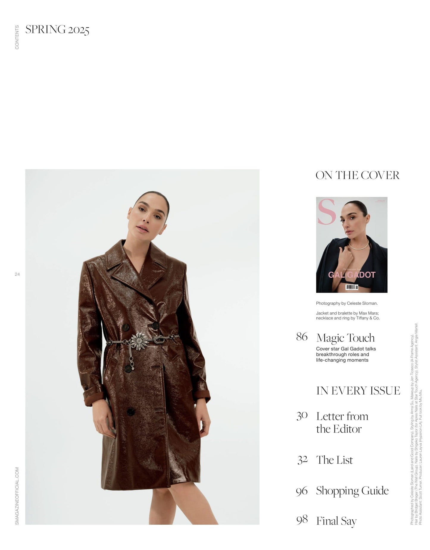 S Magazine - Spring 2025: Gal Gadot's Breakthrough Roles & Life-Changing Moments, Gail Simmons Returns To The Chef S22, Bella Freud & Her Brand, Maximilian Davis To Reinvent Ferragamo & More!
