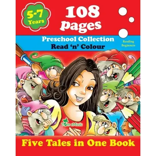 Five Tales in One Book: Read 'n' Color Your Fairy Tale - Preschool Collection - Coloring Picture Book for Beginner and Intermediate Readers (5