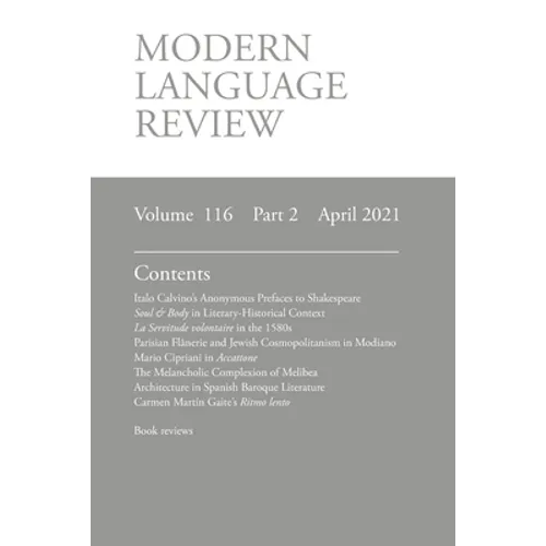 Modern Language Review (116: 2) April 2021