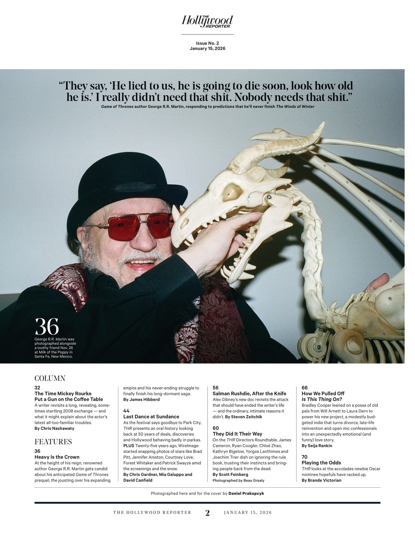 The Hollywood Reporter - 26.01.15 Edition: George R.R. Martin On Game Of Thrones Prequel & His Epic Saga, Sundance’s Last Dance, Avoiding A Hollywood Strike, 2026 Golden Globes Highlights & More!