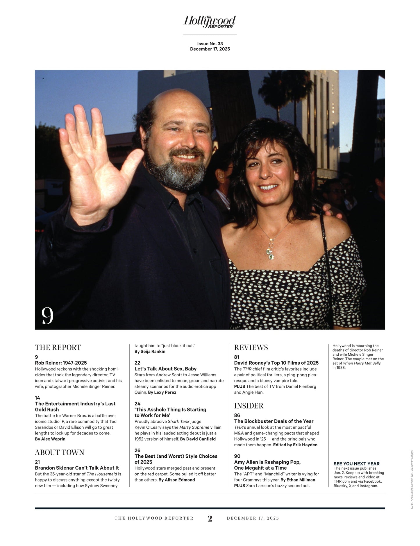 The Hollywood Reporter - 25.12.17 Edition: Remembering Rob Reiner, Moments That Defined 2025 In Hollywood, Amy Allen’s Grammy Success, James Cameron On The Future Of Avatar, Kobe’s Last Dance & More!