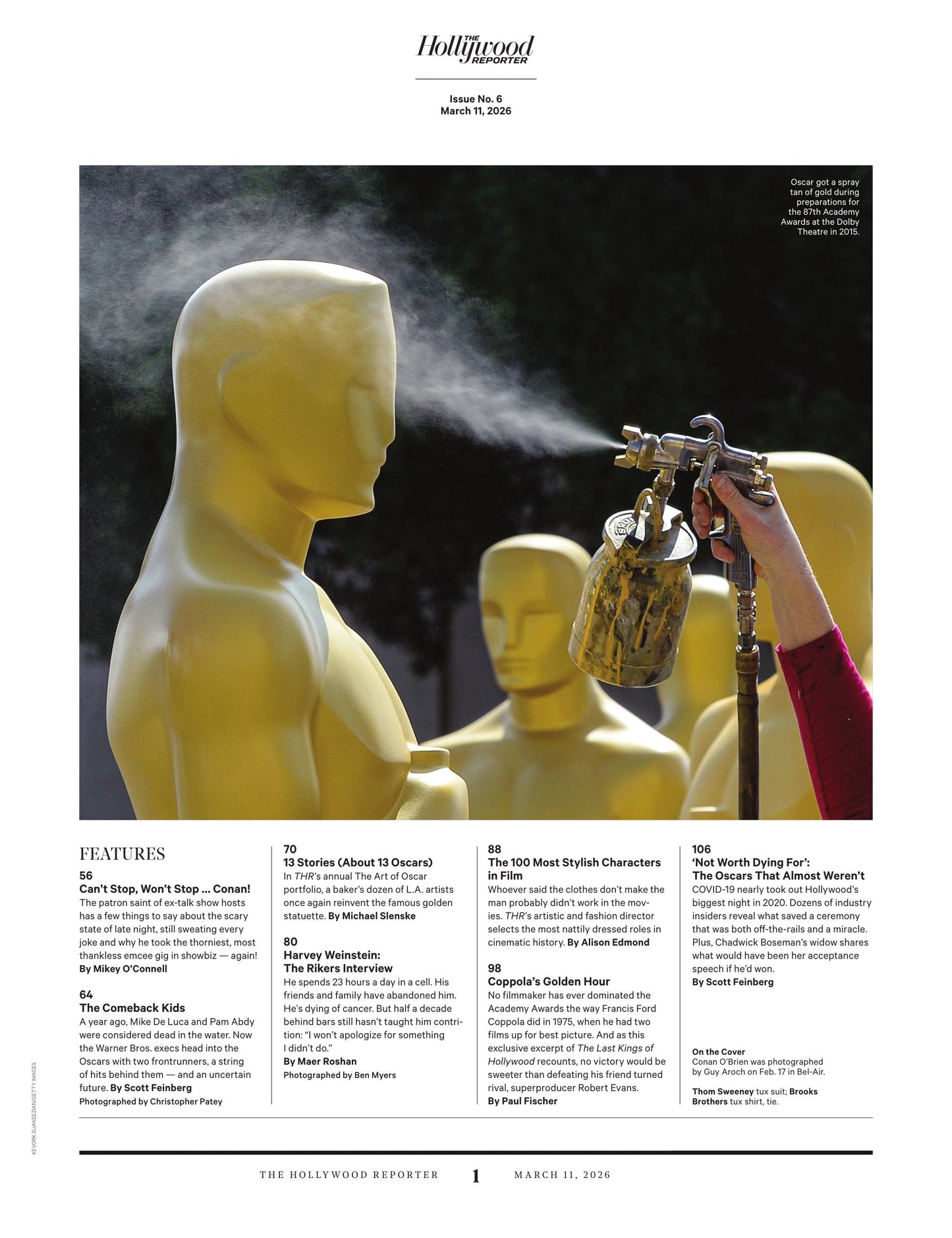 The Hollywood Reporter - 26.03.11 Edition: The Oscars Issue, Hosted By Conan O'Brien, Hollywood's Most Stylish Movie Characters, How Zaslav Got The Last Laugh, Harvey Weinstein's Life At Rikers & More!