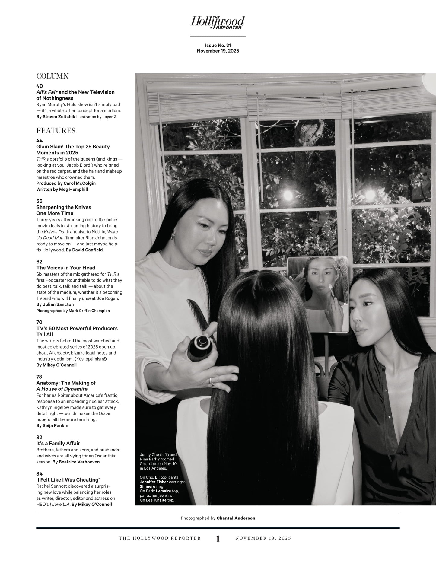 The Hollywood Reporter - 25.11.19 Edition: The Beauty Issue, Julia Roberts & Serge Normant, Greta Lee, Nina Park & Jenny Cho, Top Beauty Moments, The Podcast Roundtable, Most Powerful Producers & More