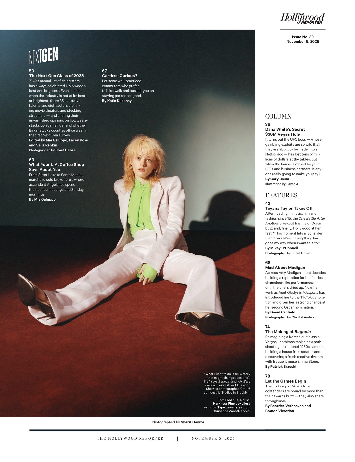 The Hollywood Reporter - 25.11.05 Edition: Rising Stars & Execs Shaping The Future Of Entertainment, Teyana Taylor Takes Off, Dana White’s Secret $30M Vegas Hole, Amy Madigan's Versatile Career & More
