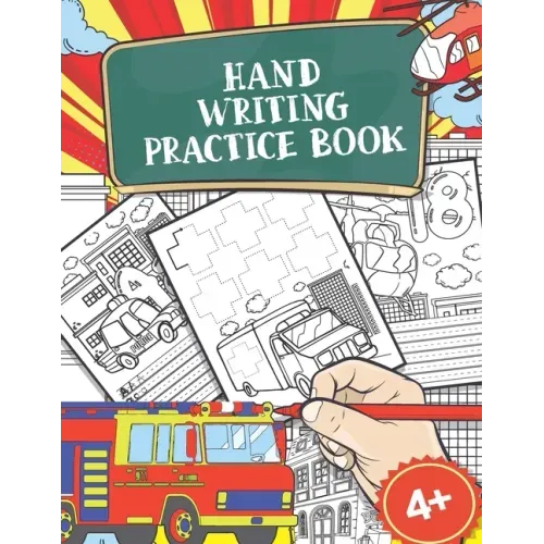 Hand Writing Practice Book: Policecar & Firetruck Coloring Book, Tracing Letters and Numbers for Preschool, Gift for Boys
