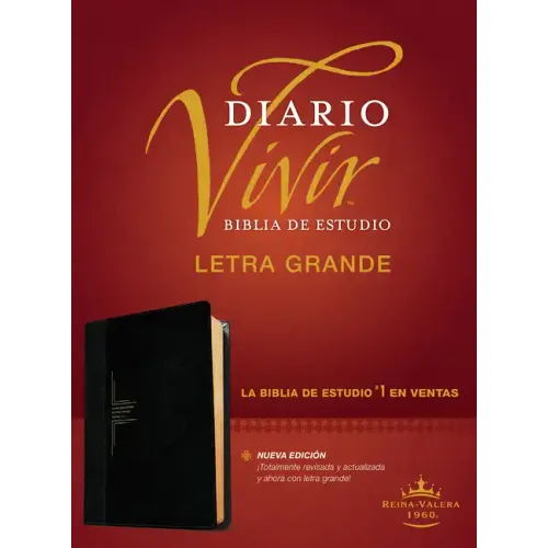 Biblia de Estudio del Diario Vivir Rvr60, Letra Grande (Letra Roja, Sentipiel, Negro/Ónice)