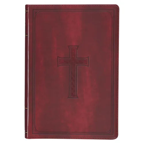 KJV Holy Bible, Thinline Large Print Faux Leather Red Letter Edition - Thumb Index & Ribbon Marker, King James Version, Burgundy