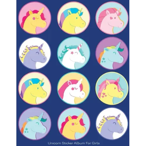 Unicorn Sticker Album For Girls: 100 Plus Pages For PERMANENT Sticker Collection, Activity Book For Girls, Blue - 8.5 by 11
