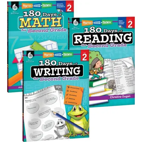 180 Days(tm) Reading, Writing and Math for Grade 2: 3-Book Set: Practice, Assess, Diagnose