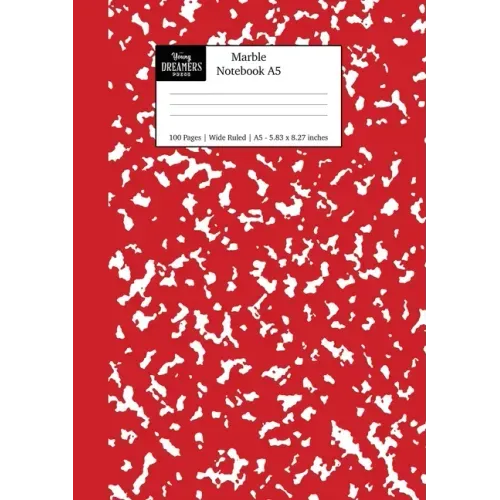 Marble Notebook A5: Red Marble Wide Ruled Journal