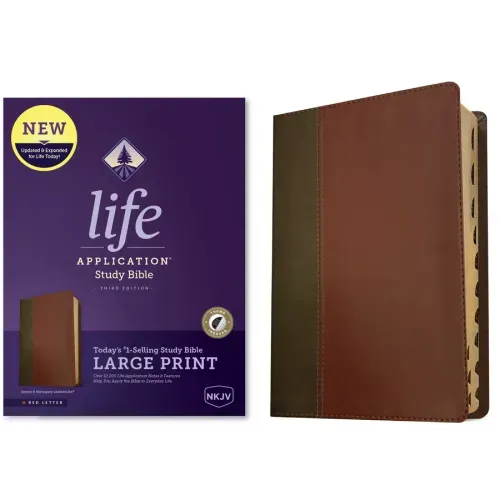 NKJV Life Application Study Bible, Third Edition, Large Print (Leatherlike, Brown/Mahogany, Indexed, Red Letter)
