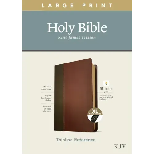 KJV Large Print Thinline Reference Bible, Filament Enabled Edition (Red Letter, Leatherlike, Brown/Mahogany, Indexed)
