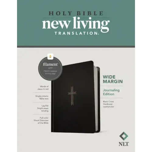 NLT Wide Margin Bible, Filament Enabled (Hardcover Leatherlike, Black Cross, Red Letter)