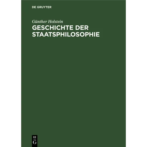 Geschichte Der Staatsphilosophie