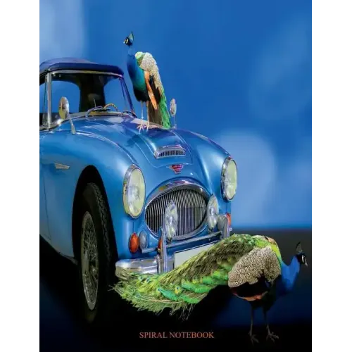 Spiral Notebook: Spiral Journal, Notebook with Blank Pages - 100 Sheets, Car Notebook, Peafowl Notebook, Peacock Notebook, Size 8.5 x 1