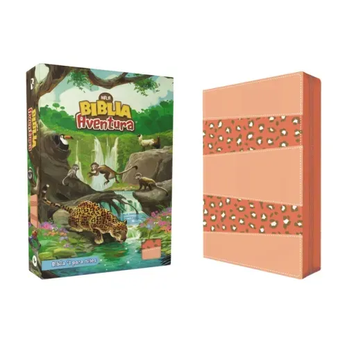 Nbla, Biblia Aventura, Interior a Color, Leathersoft, Coral, Con Cierre, Comfort Print