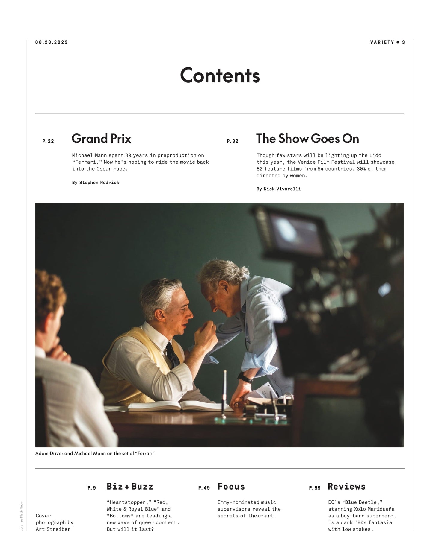 Variety - 23.08.23 Edition: Director Michael Mann Returns To The Movies With Ferrari Hoping To Ride Into Oscar Race, 2023 Venice Film Festival With 82 Feature Films From 54 Countries & More!