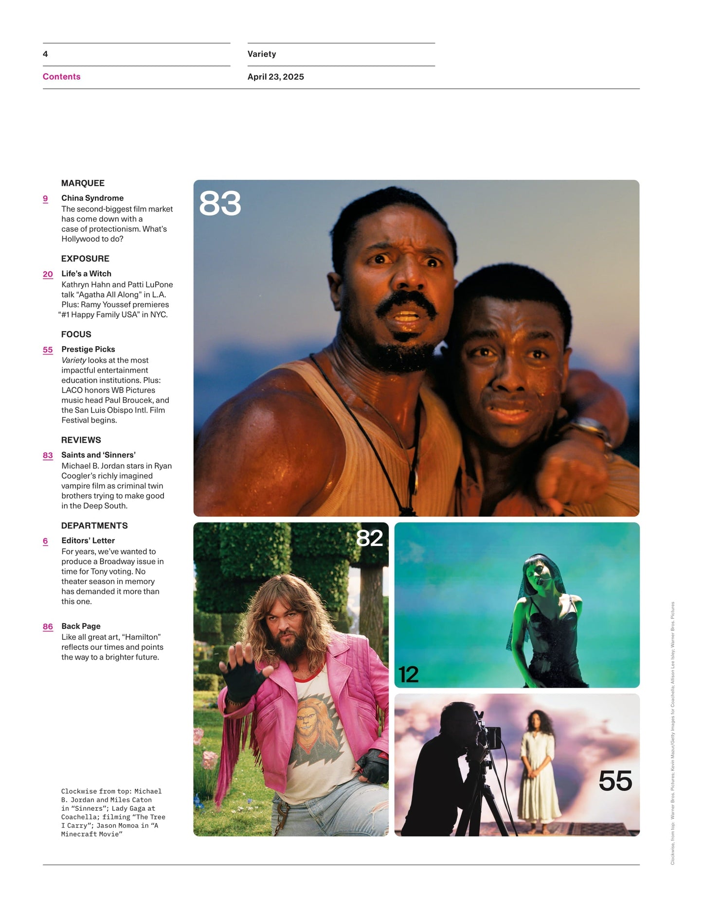 Variety - 25.04.23 Edition: Broadway Actors On Actors, George Clooney & Patti Lupone, Miramax Makeover, Michael B. Jordan In Ryan Coogler’s Vampire Film, Hamilton Still Shapes The Future & More!