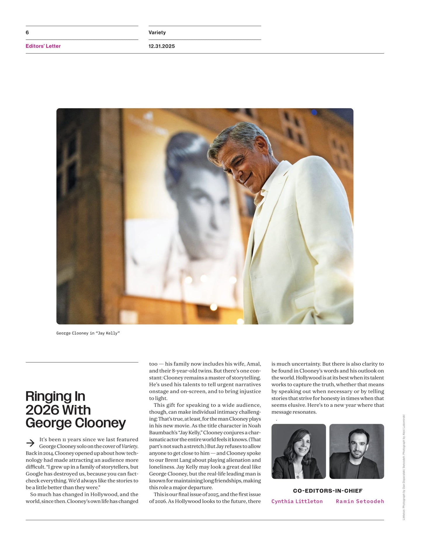 Variety - 25.12.31 Edition: George Clooney Reflects On His Career, Fame & Next Era, Dealmakers In Charge, Directors On Directors, 2026 Entertainment Industry Forecast, Anaconda Reboot Review & More!