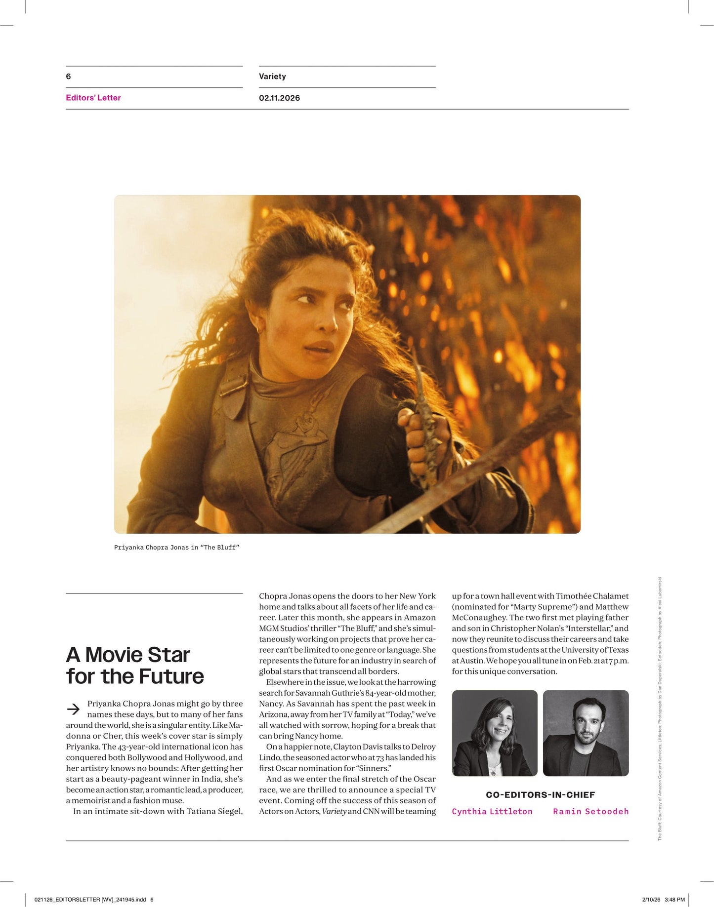 Variety - 26.02.11 Edition: Priyanka Chopra Jonas, Woman Of The World, Breaking Boundaries Between Indian & American Entertainment, Delroy Lindo’s Oscar Journey, Hollywood Walk Of Fame 2026 & More!