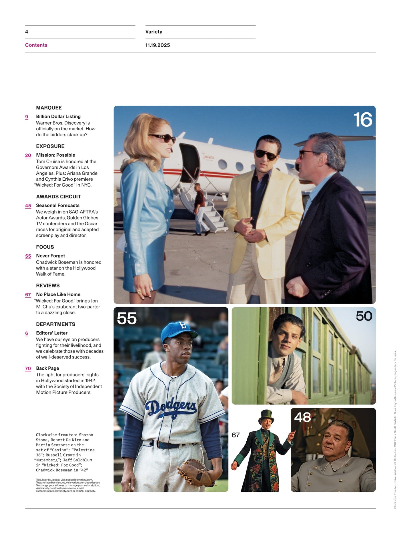 Variety - 25.11.19 Edition: Hollywood Producers Are Fed Up, Golden Globes & Oscar Predictions, Warner Bros.’ Billion Dollar Listing & Studio Bidding War, Tom Cruise’s Governors Awards Triumph & More!
